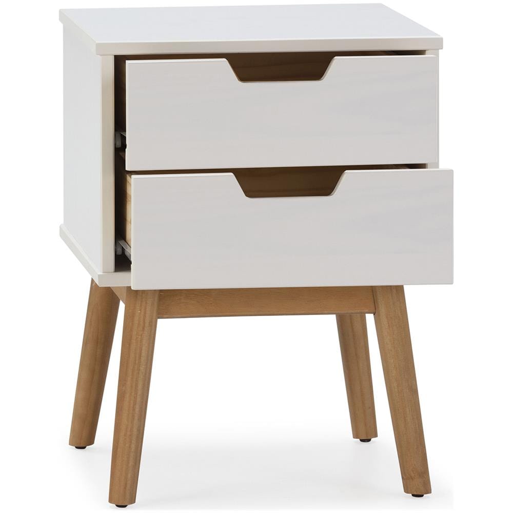 Comodino Baku 2 Cassetti Bianco, Legno Massello - Foto 2