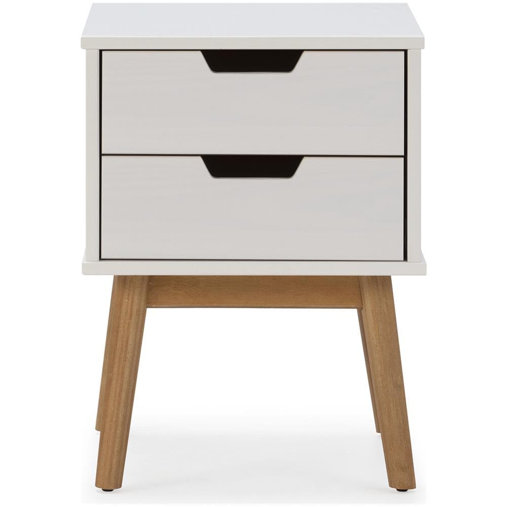 Comodino Baku 2 Cassetti Bianco, Legno Massello - Foto 3