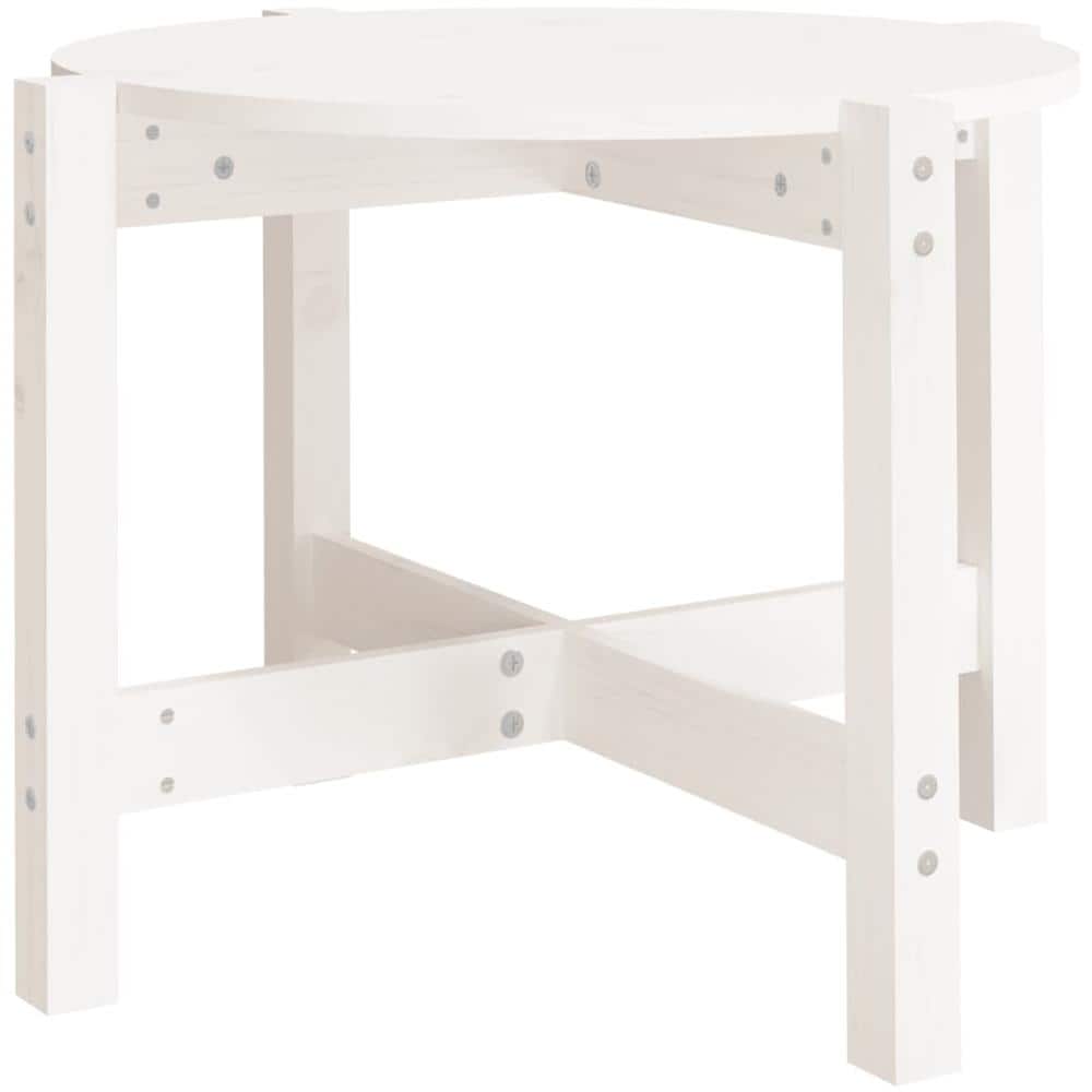 Tavolino da Salotto Bianco ? 62,5x45 cm Legno Massello di Pino - Foto 2