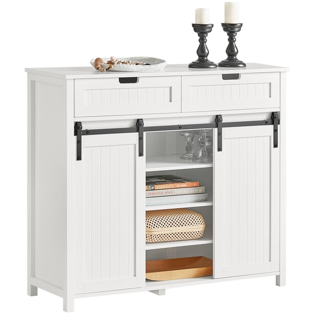 Mobile Da Cucina Credenza Con Ante Scorrevoli Credenza Buffet Cassettiera Bianca 104x35x93cm Fsb74-w Sobuy - Foto 1