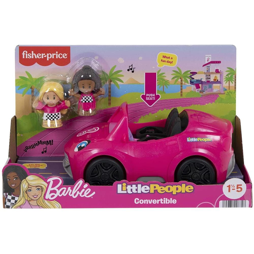 Cabrio Di Barbie Da Fisher-price Little People - Veicolo A Spinta Con Suoni E 2 Personaggi Giocattolo Per Bambini Tra 1 E 5 Anni Hjn53 - Foto 1
