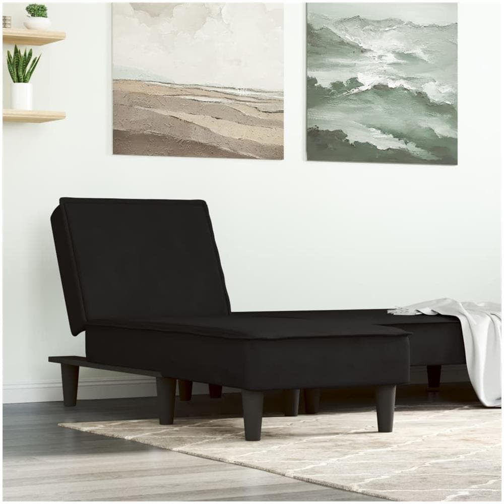 Chaise Longue In Velluto Nero - Foto 1