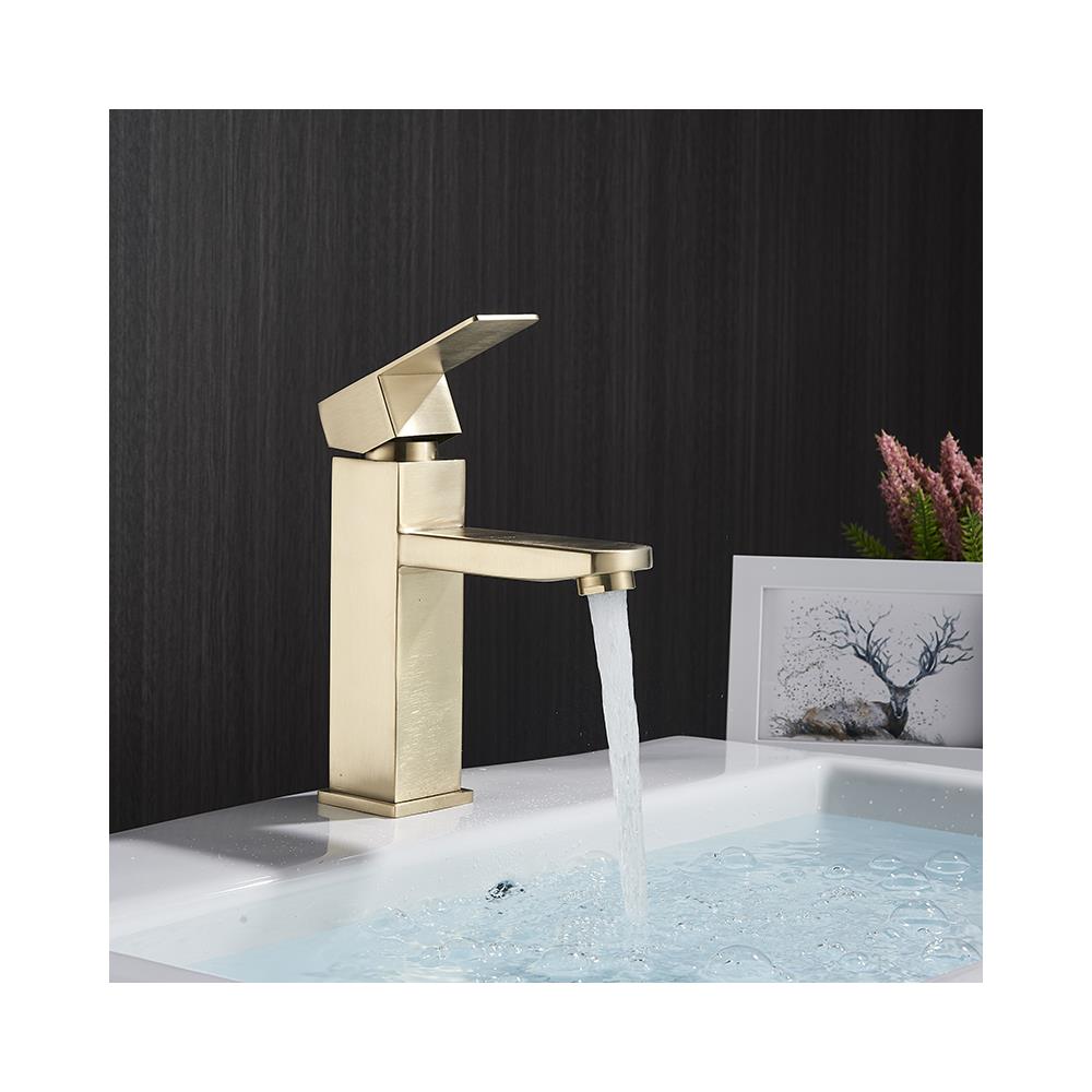 Rubinetto per lavabo da bagno, Blackswan, tipo M107, modello corto dorato, misura 18,5 cm - Foto 4