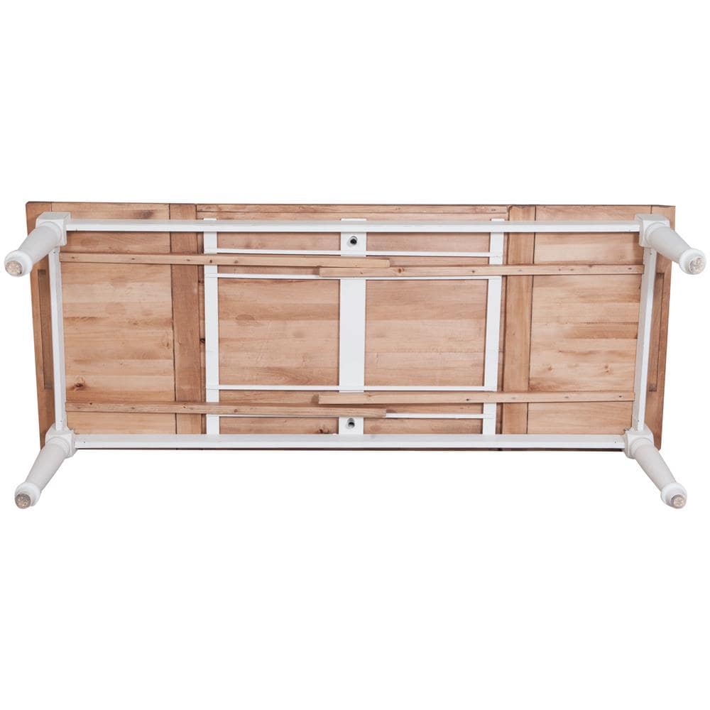 Tavolo Country Allungabile In Legno Massello Di Tiglio Struttura Bianca Anticata Piano Finitura Naturale 250x100x80 Cm - Foto 2