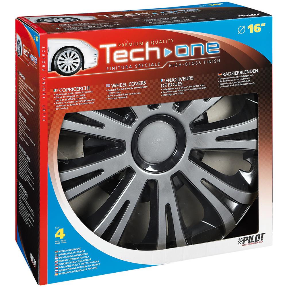 Copricerchi Auto Universali 16 Pollici Tech-one Avera Silver Black 31618 - Foto 6