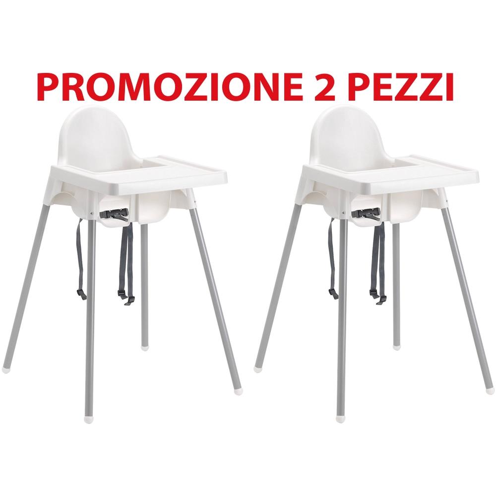 Sf Savino Filippo 2 Pezzi Seggiolone Sgabello Antilop Ikea Bianco Completo Di Vassoio Gambe In Acciaio Grigio Eprice