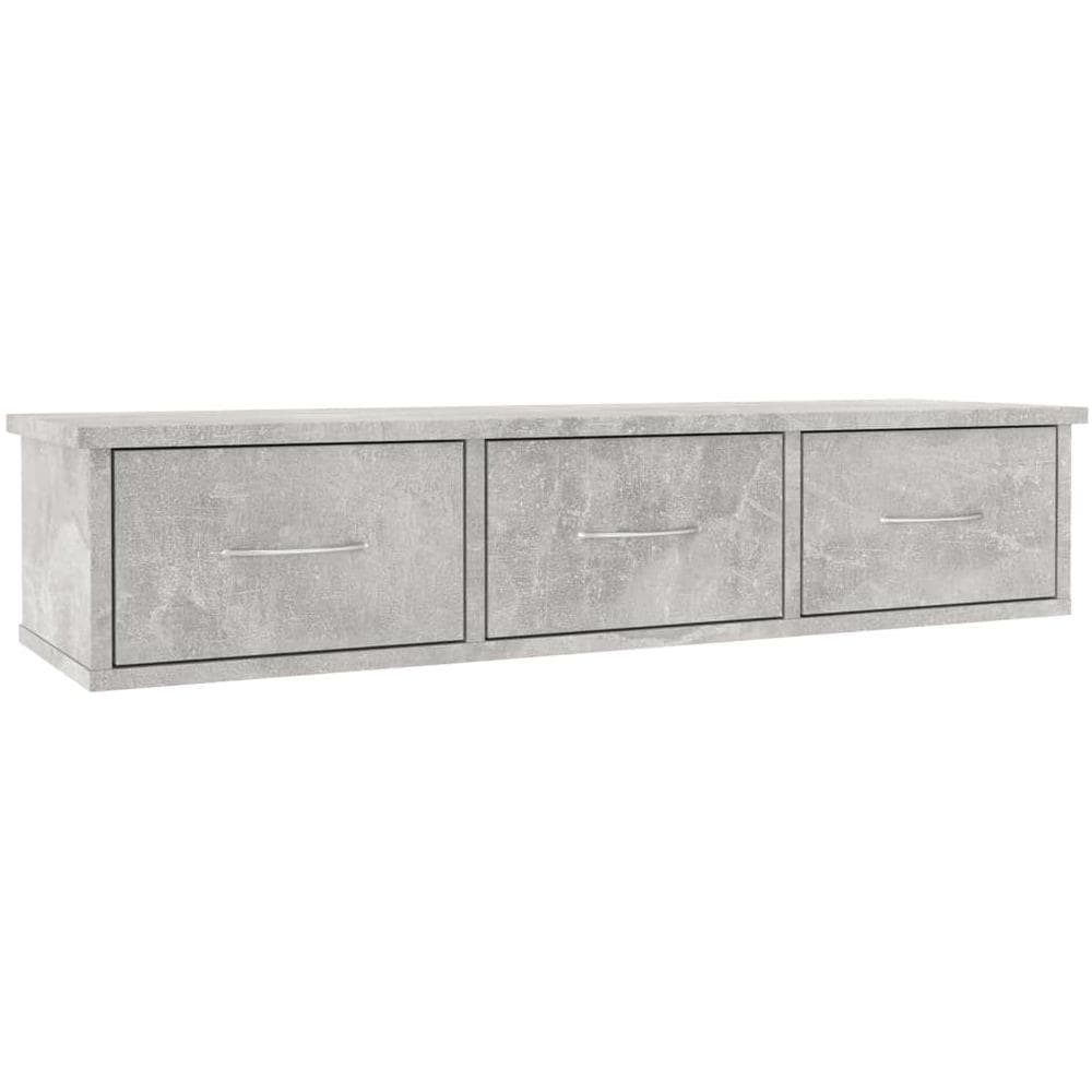 Scaffale Cassetti Parete Grigio Cemento 88x26x18,5 Multistrato - Foto 2