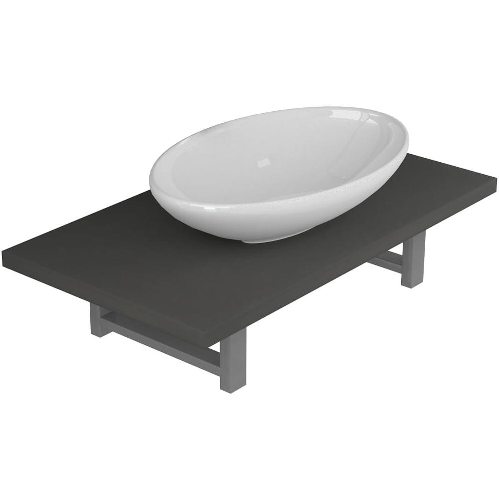 Set Mobili Da Bagno 2 Pz Ceramica Grigio - Foto 1
