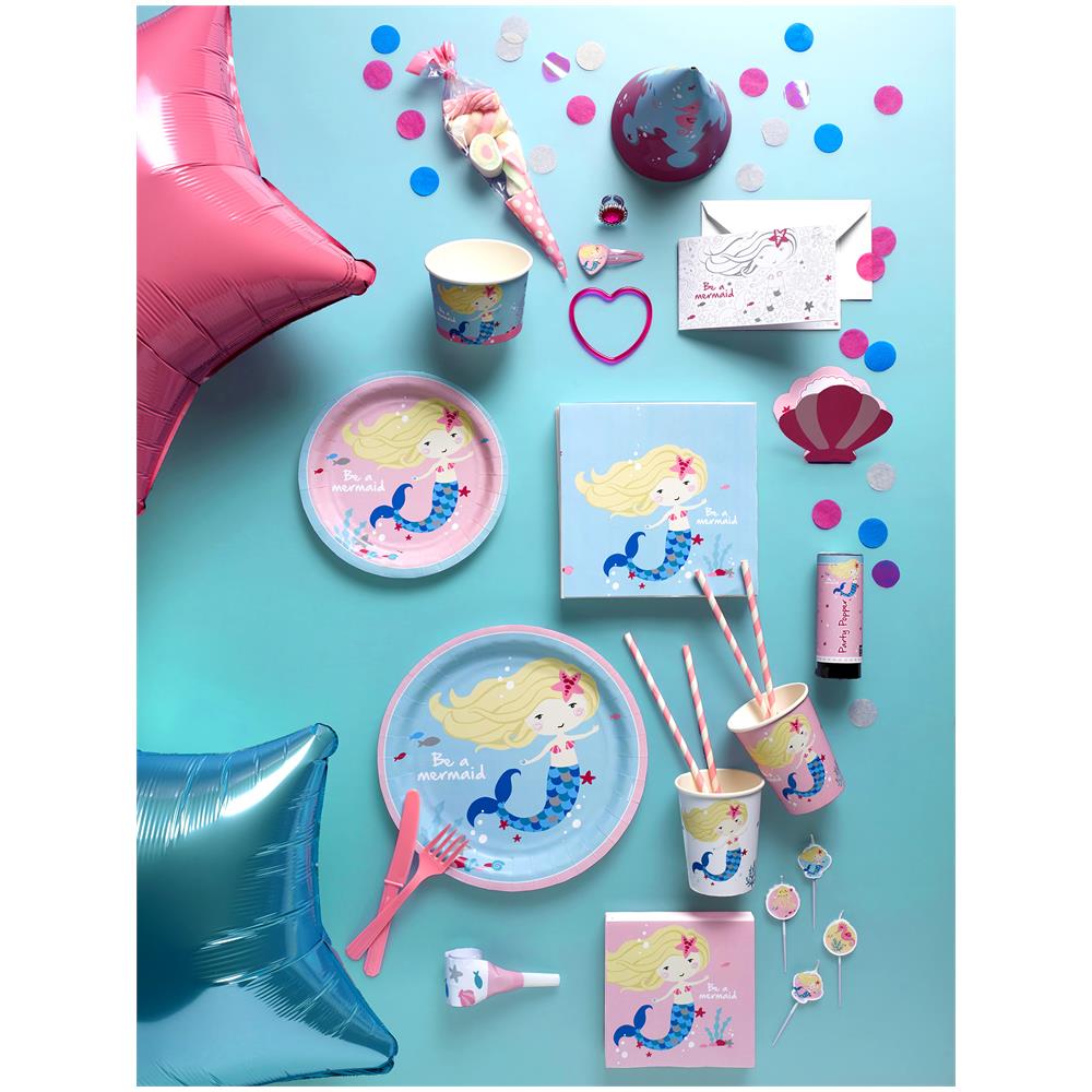 Amscan - 8 Piattini In Cartone Rosa Sirenetta 18 Cm - Foto 2