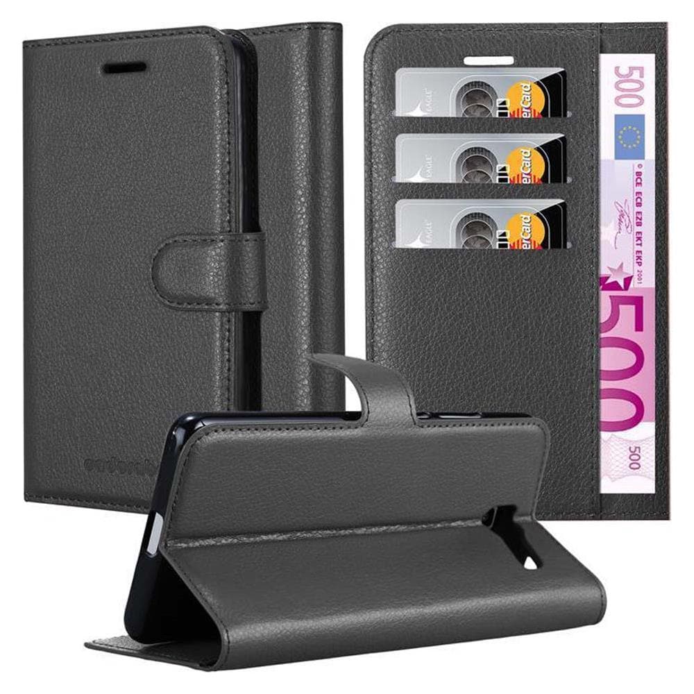 Custodia Compatibile Con Samsung Galaxy J4 Plus In Nero Carbone - Coperchio Protettiva Con Chiusura Magnetica, Funzione Stand E Tasca Per Le Carte - Foto 1