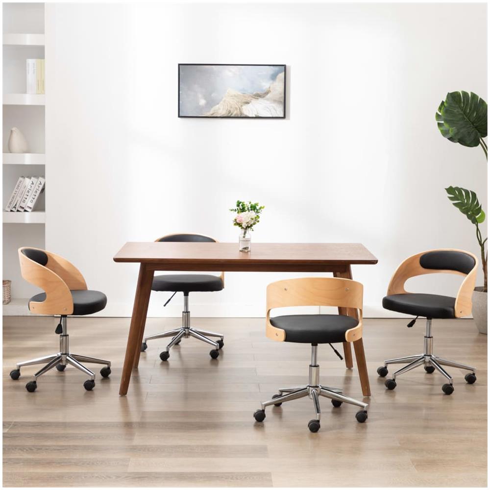 Sedie Da Pranzo Girevoli 4 Pz Nere In Legno Curvo E Similpelle - Foto 1