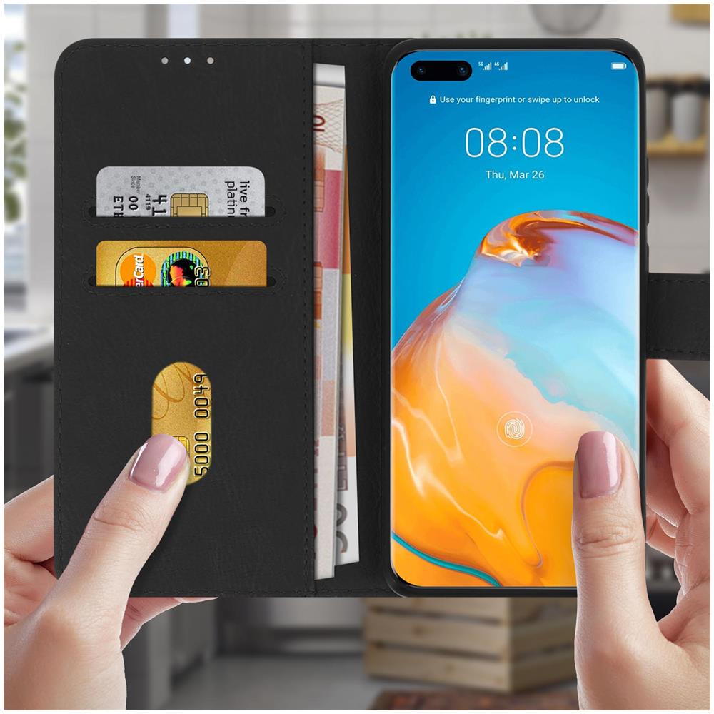 Custodia Huawei P40 Portadocumenti Funzione Supporto Nero - Foto 2