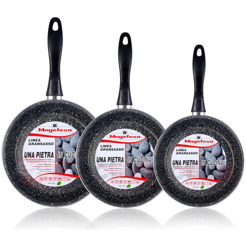 K2 Gransasso 3 Padelle 18-20-24cm Induzione, Pfoa-free Antiaderente Stone Acciaio Vetrificato - Foto 8