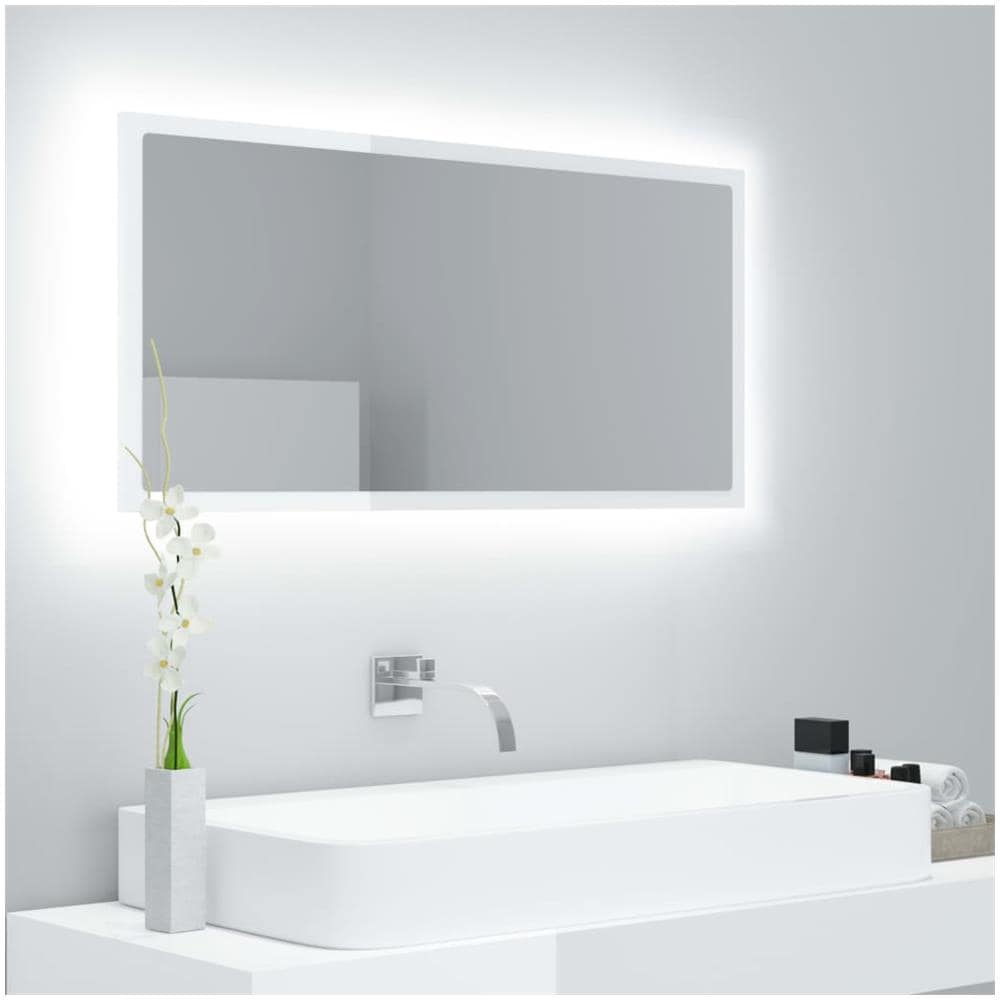 Specchio da Bagno LED Bianco Lucido 90x8,5x37 cm in Acrilico - Foto 1