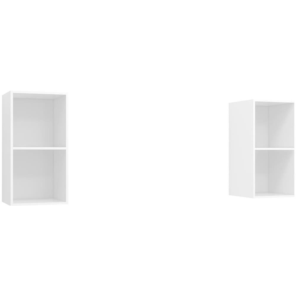 Mobili TV a Parete 2 pz Bianchi in Legno Multistrato - Foto 1