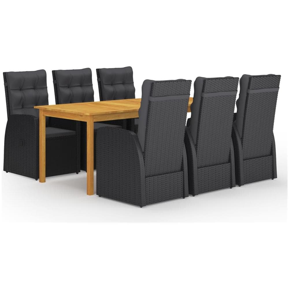 Set da Pranzo da Giardino 7 pz Nero - Foto 1