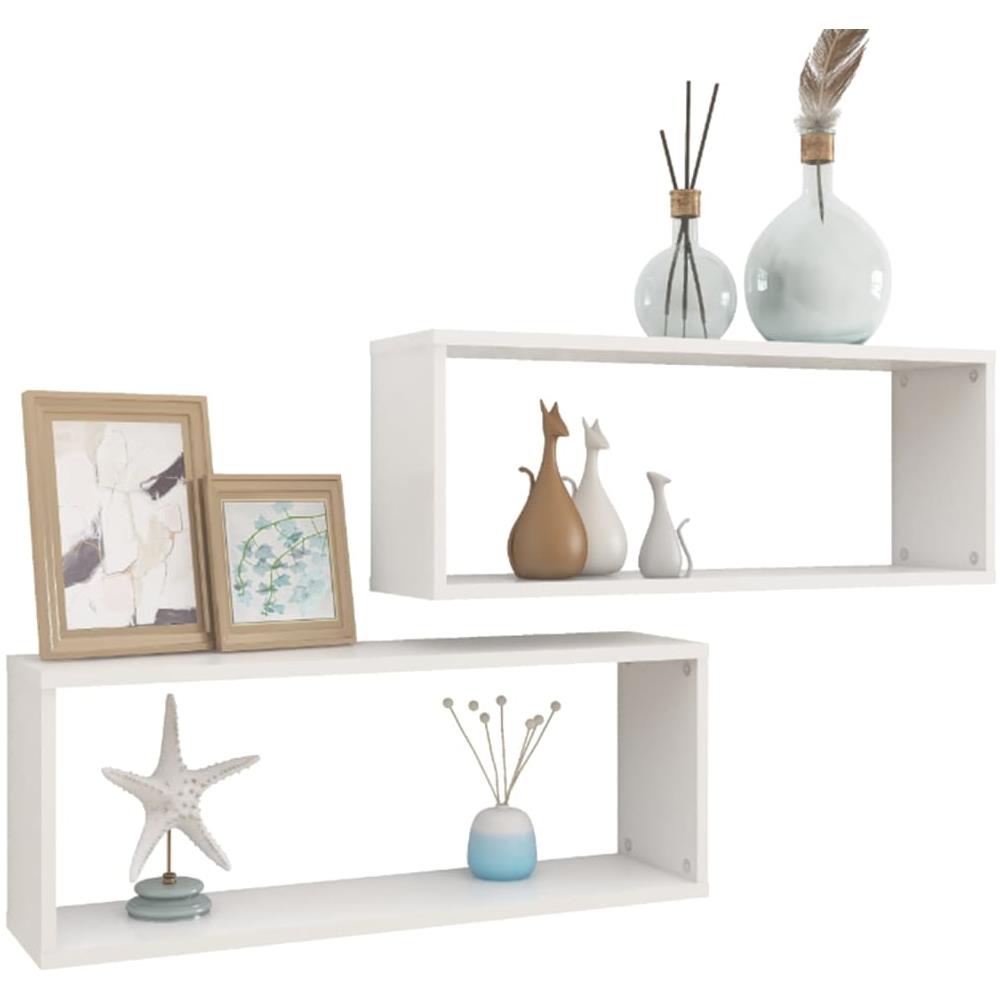 Mensole Parete a Cubo 2pz Bianche 60x15x23 cm Legno Multistrato - Foto 3