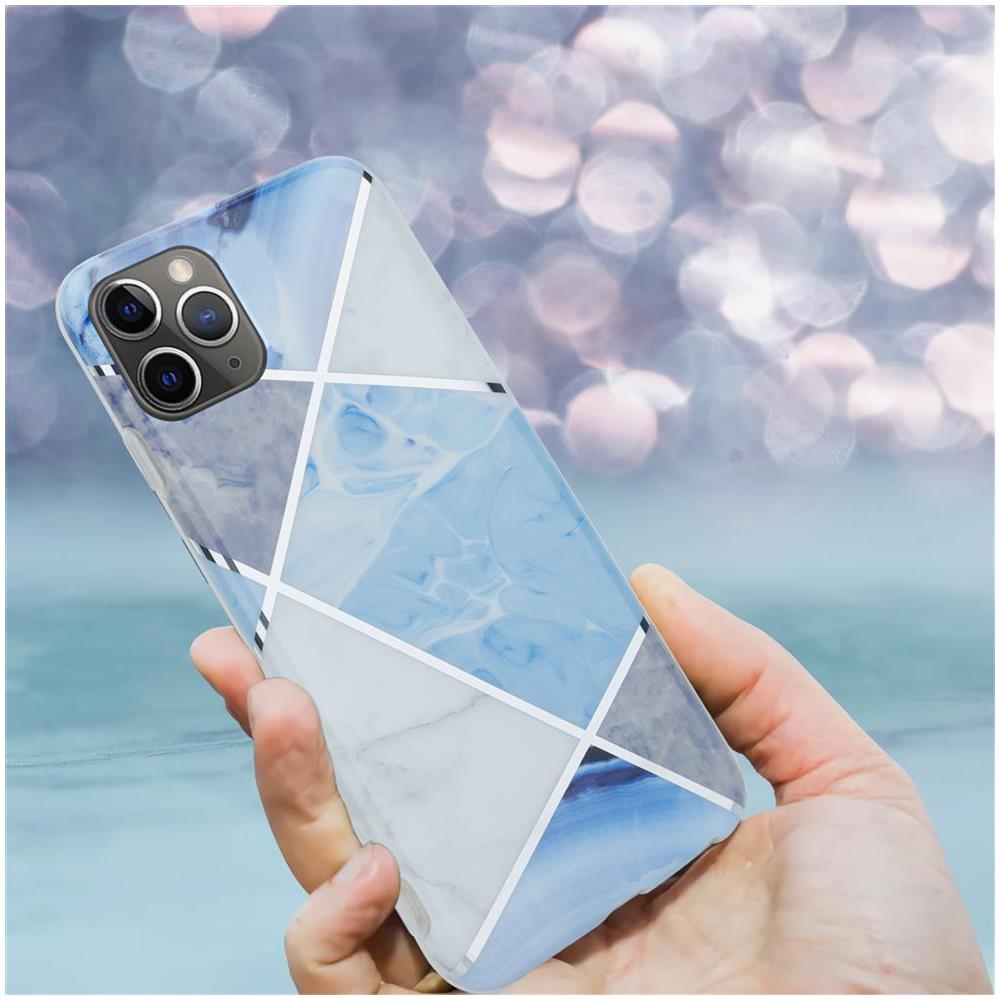 Custodia Compatibile Con Apple Iphone 11 Pro (xi Pro) In Marmo Grigio Bianco Blu No. 2 - Coperchio Protettivo In Silicone Tpu Con Motivo A Mosaico - Foto 8
