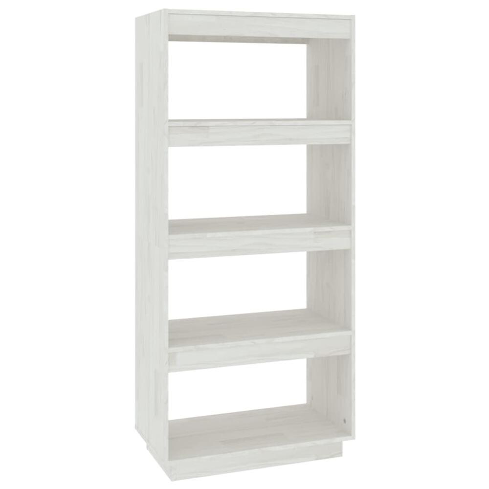 Libreria / divisorio Bianco 60x35x135 Cm Legno Massello Di Pino - Foto 2