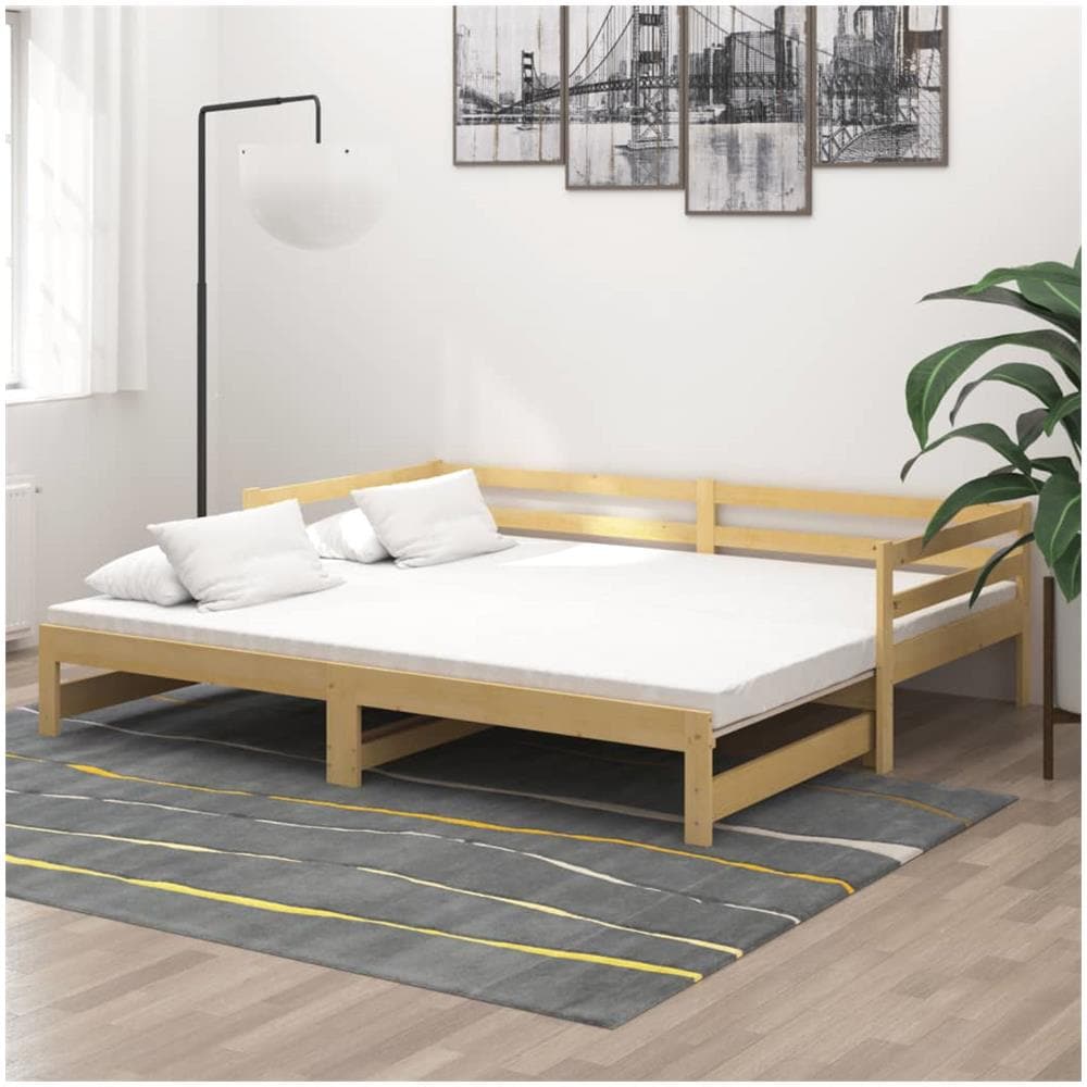 Divano Letto Estraibile in Legno Massello di Pino 2x (90x200) cm - Foto 1