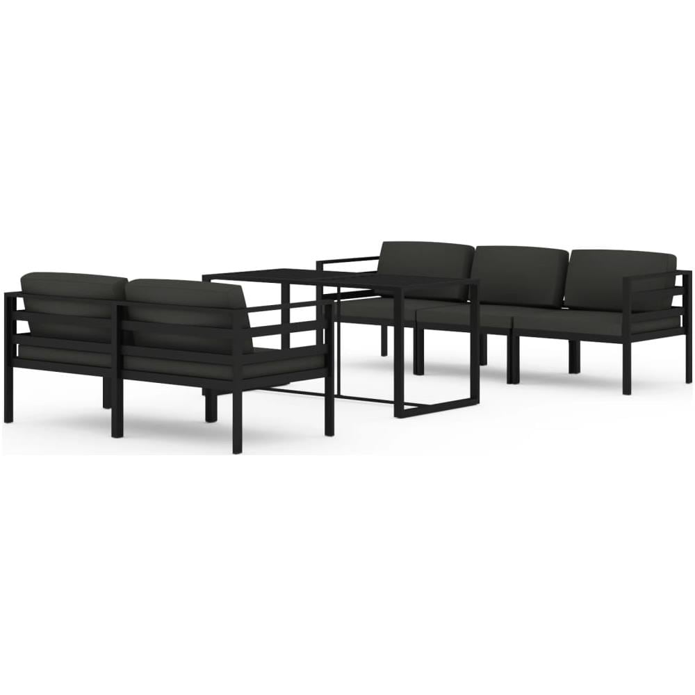 Set Divani Da Giardino 6 Pz Con Cuscini In Alluminio Antracite - Foto 1