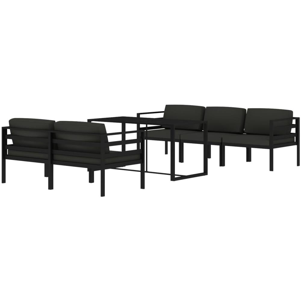 Set Divani Da Giardino 6 Pz Con Cuscini In Alluminio Antracite - Foto 2
