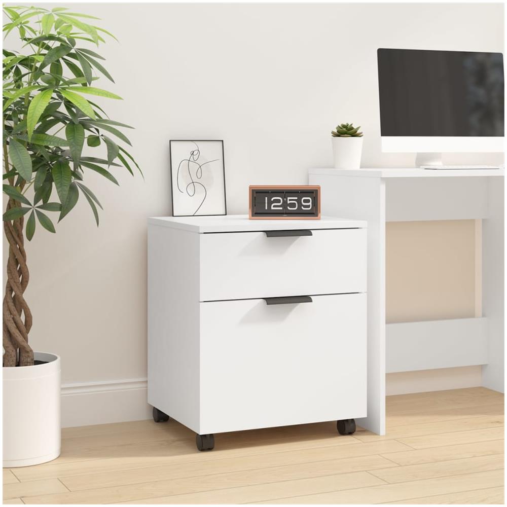 Schedario Con Ruote Bianco 45x38x54 Cm Legno Multistrato - Foto 1