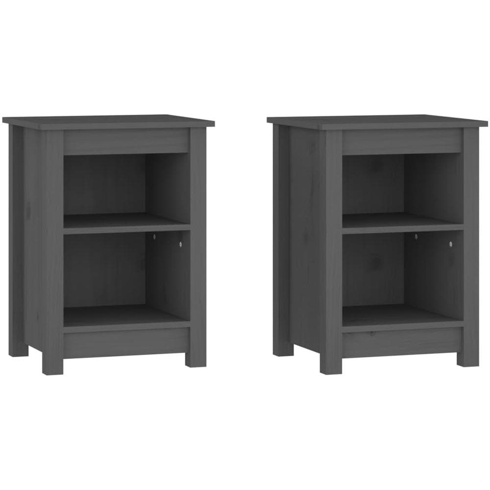 Comodini 2 Pz Grigi 40x35x55 Cm In Legno Massello Di Pino - Foto 1