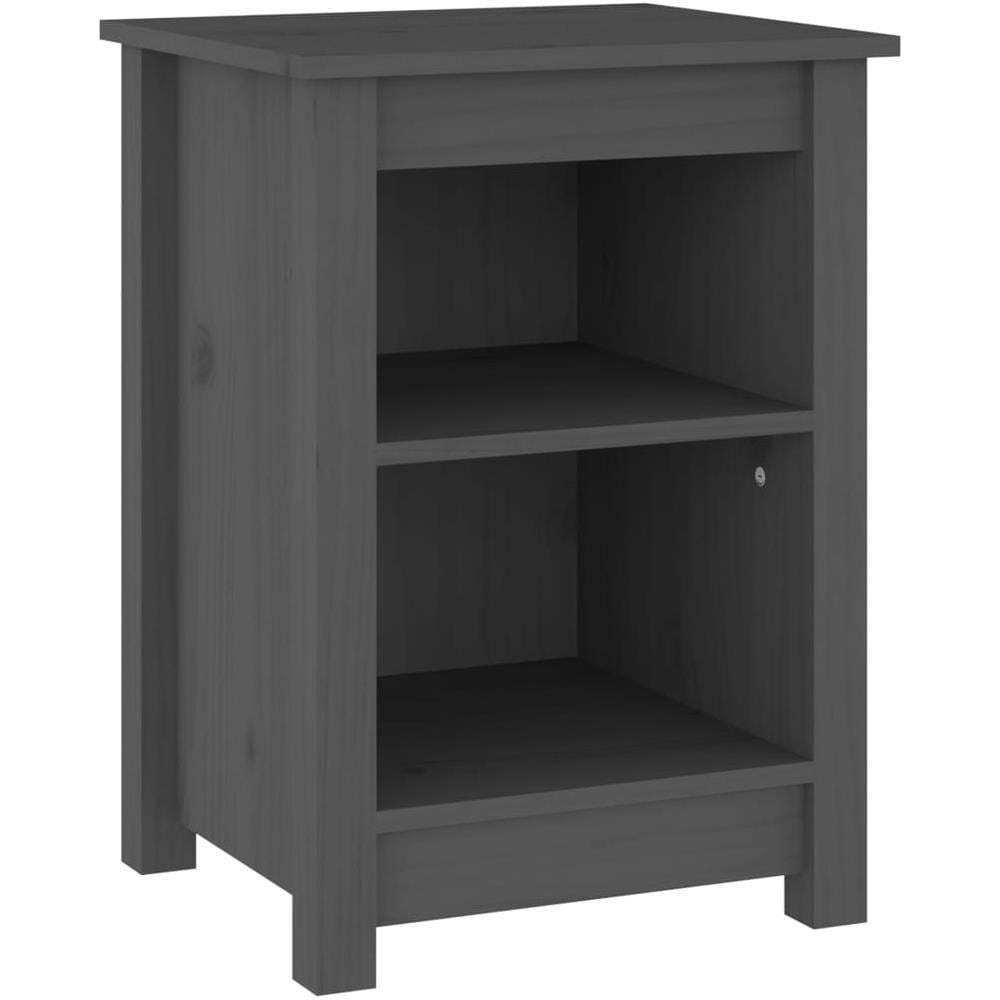 Comodini 2 Pz Grigi 40x35x55 Cm In Legno Massello Di Pino - Foto 2