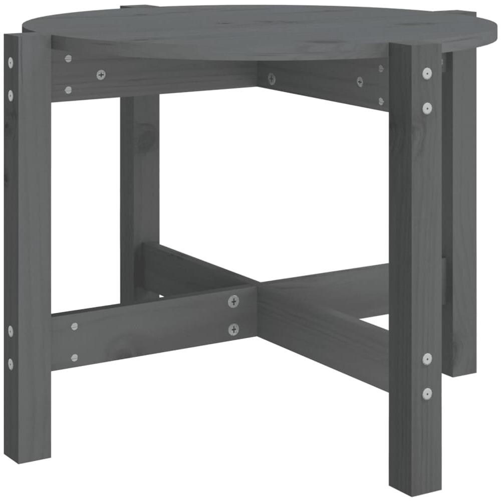 Tavolino da Salotto Grigio ? 62,5x45 cm Legno Massello di Pino - Foto 2