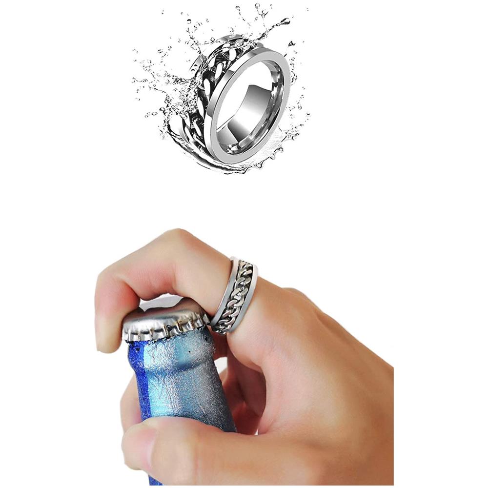Anello Antistress Con Funzione Di Apertura Bottiglia Argento 20,7 Mm Silver S - Foto 5