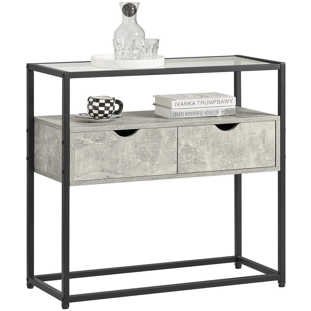 Consolle Ingresso Tavolo Bar Con Cassetti Consolle Credenza Tavolino Divano Tavolo Decorativo Grigio Chiaro 81x35x78cm Fsb54-hg - Foto 1