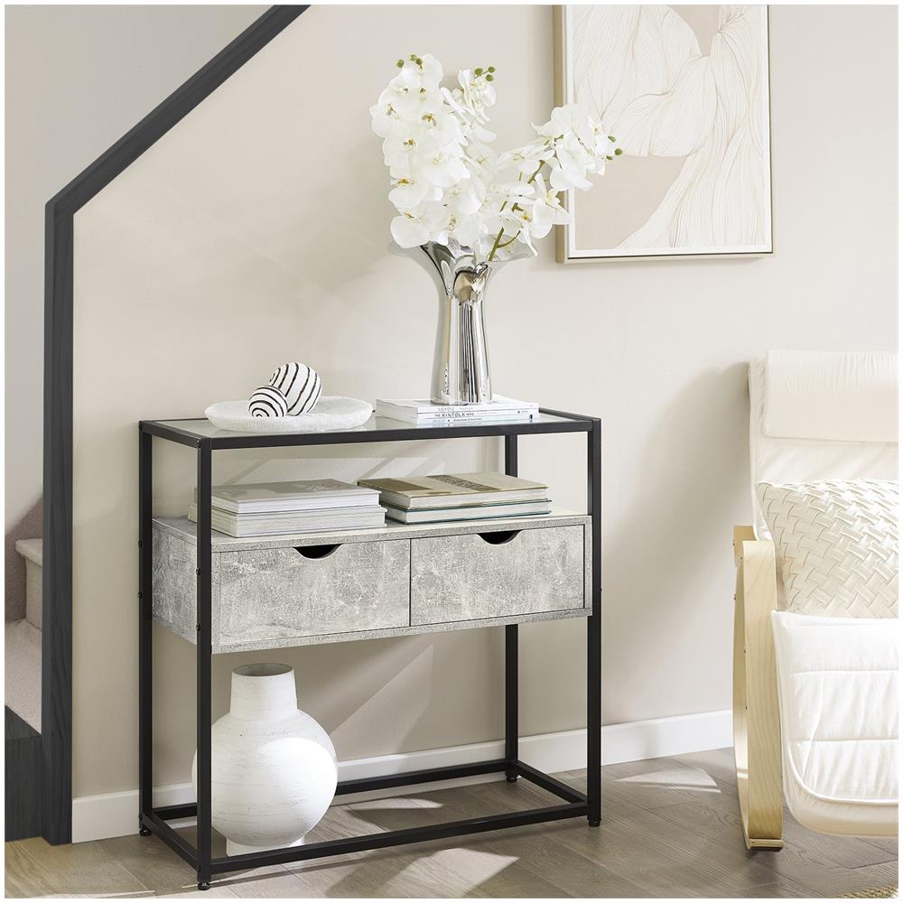 Consolle Ingresso Tavolo Bar Con Cassetti Consolle Credenza Tavolino Divano Tavolo Decorativo Grigio Chiaro 81x35x78cm Fsb54-hg - Foto 7