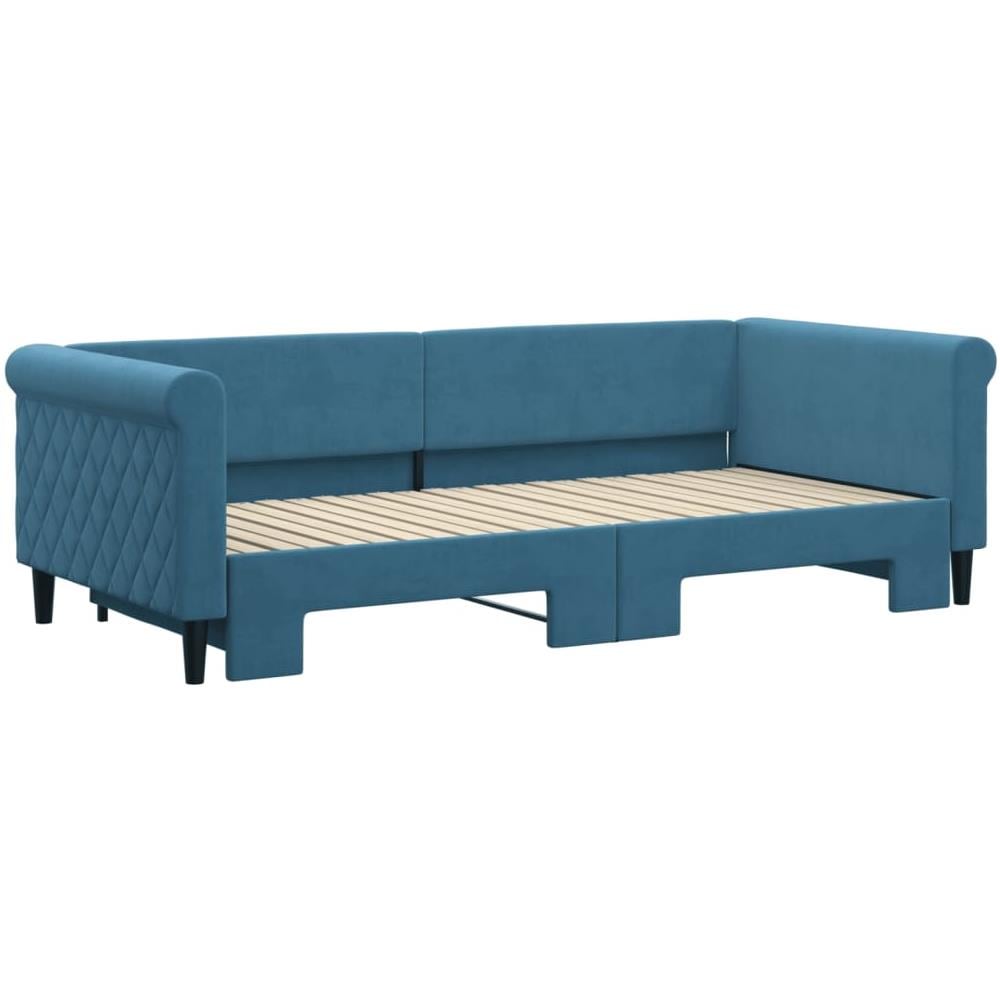 Divano Letto Con Letto Estraibile Blu 90x200 Cm In Velluto - Foto 3
