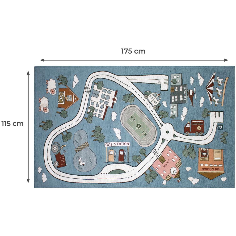 Tappeto Arredo E Gioco Antiscivolo Per Cameretta Bambini Disegno Pista 115x175 Azzurro Topazio - Foto 4