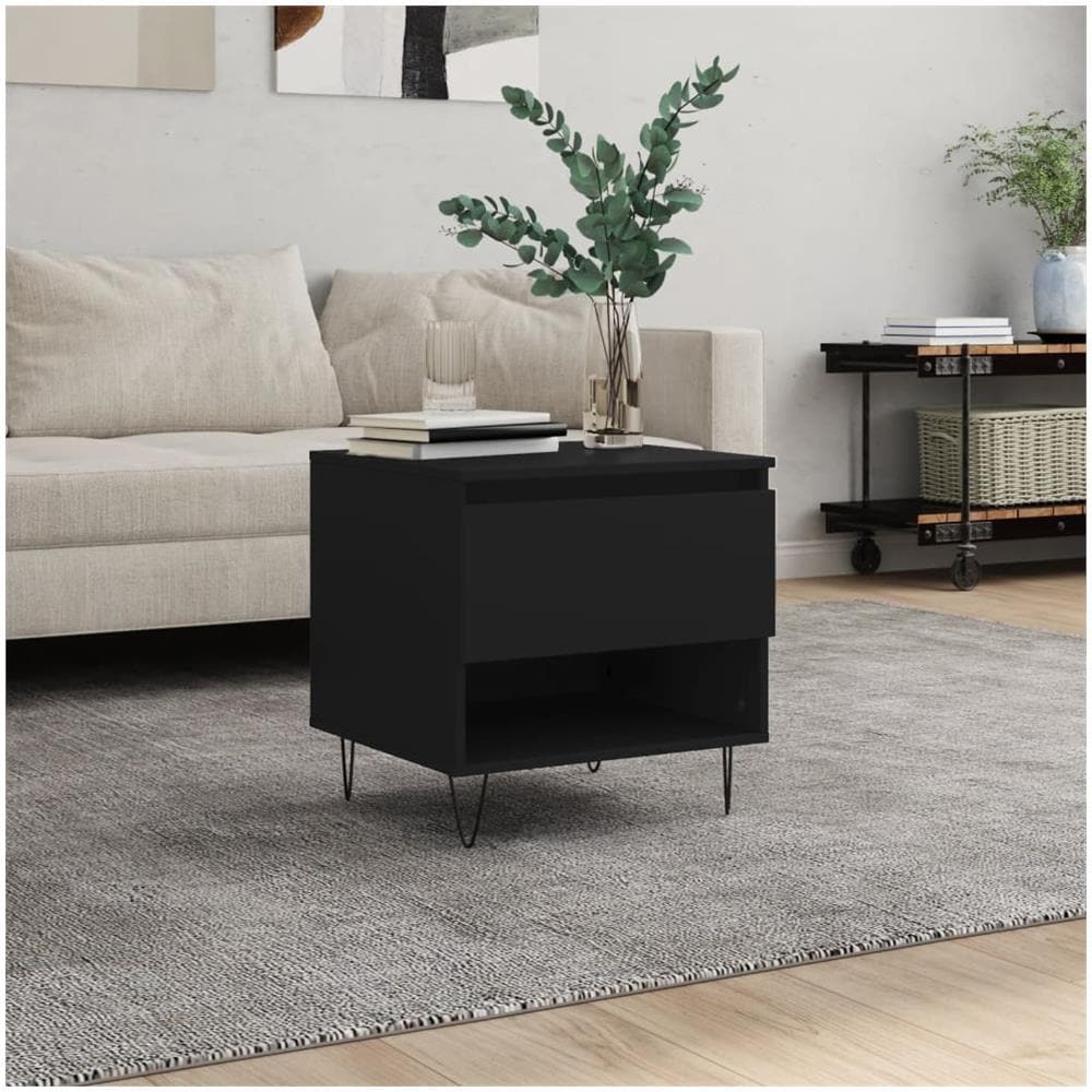 Tavolino Da Salotto Nero 50x46x50 Cm In Legno Multistrato - Foto 1