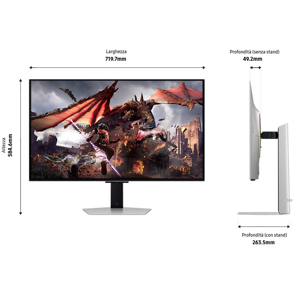 Monitor 32'' OLED Gaming Odyssey G8 3840 x 2160 Ultra HD 4K Tempo di Risposta 0.03 ms Frequenza di Aggiornamento 240 Hz - Foto 8