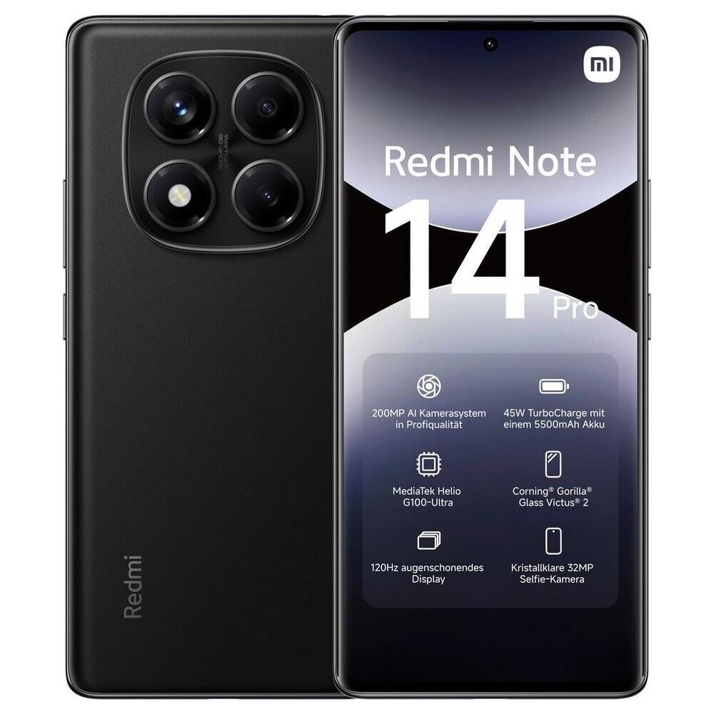 Redmi Note 14 Pro 4G 256GB 8GB Ram Display 6.67" Main Camera 200MP Dual SIM ibrida USB tipo-C Helio G100-Ultra 5500 mAh Midnight Black - Foto 1