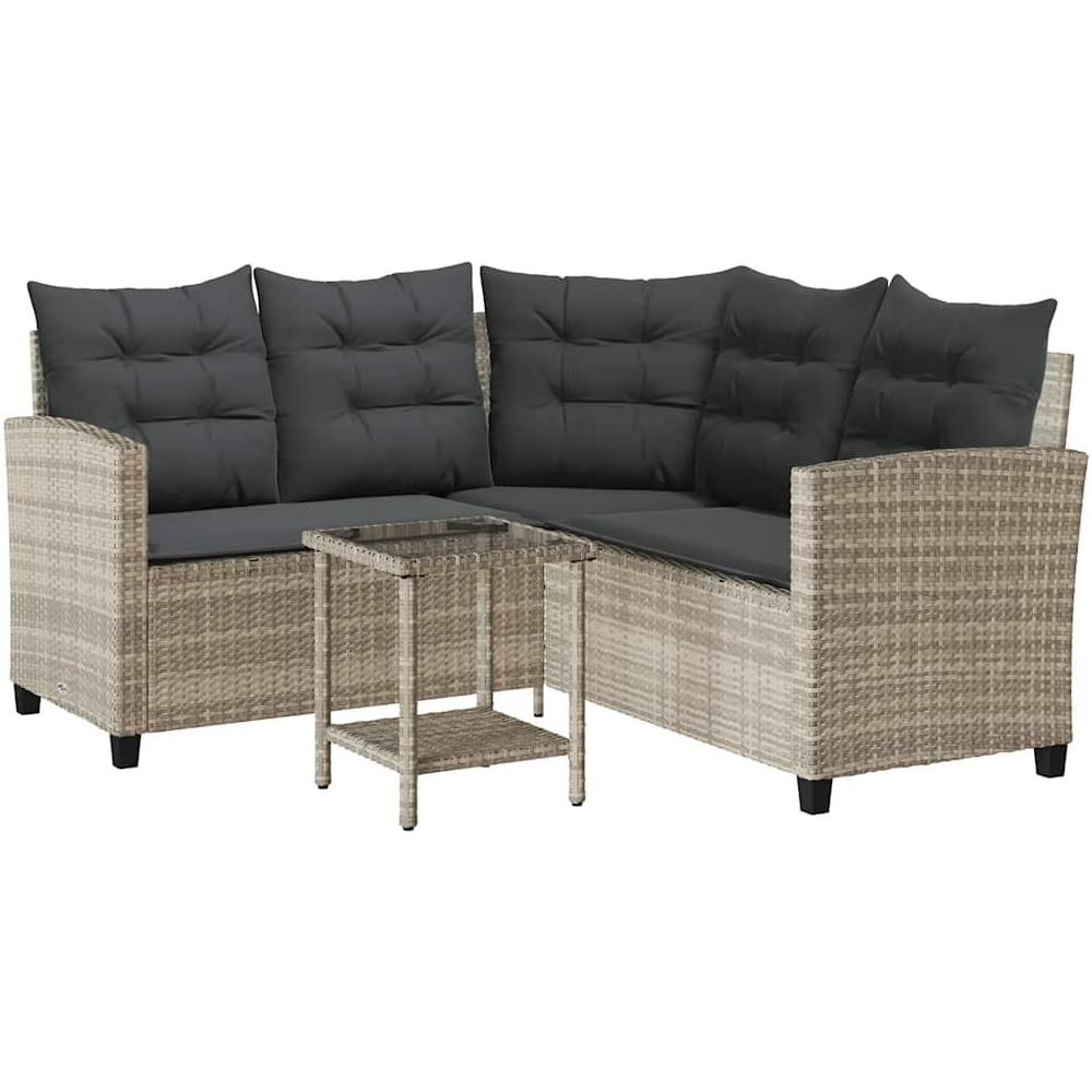 Divano Giardino Tavolo e Cuscini a L Grigio Chiaro Polyrattan - Foto 1