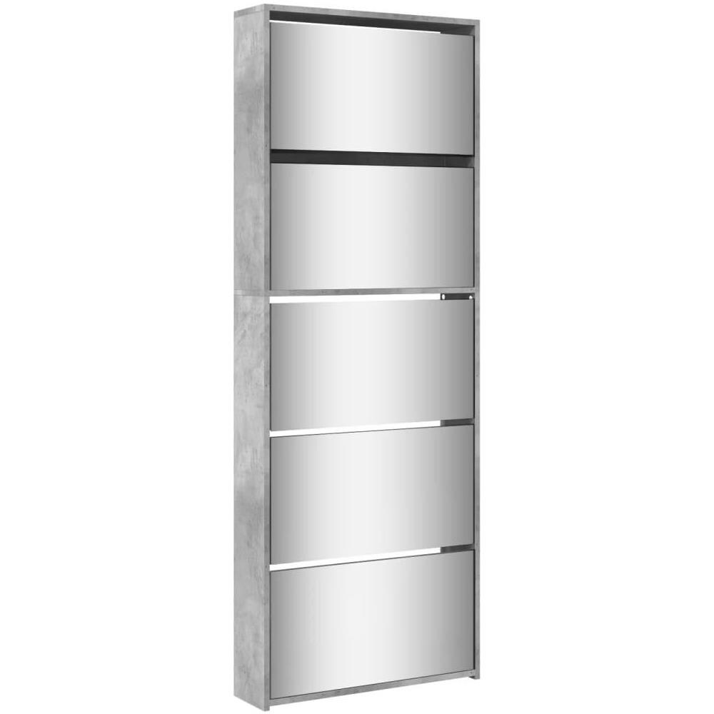Scarpiera con Specchio a 5 Livelli Grigio Cemento 63x17x169,5cm - Foto 1