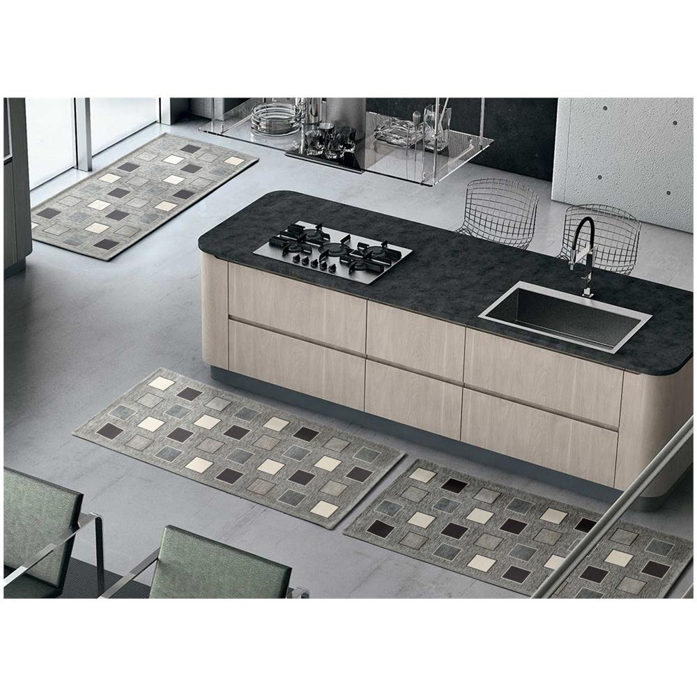 Tappeto Passatoia Runner Cucina Antiscivolo Lavabile Disegno Square Suardi 55x140 Jeans - Foto 2