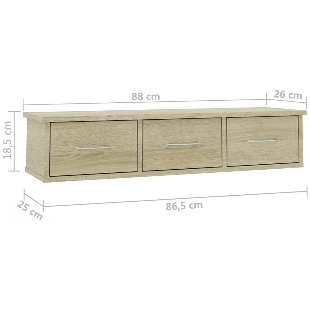 Scaffale Cassetti Parete Rovere Sonoma 88x26x18,5cm Multistrato - Foto 12