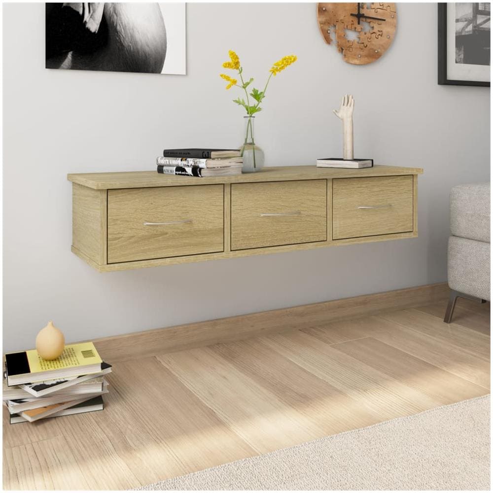 Scaffale Cassetti Parete Rovere Sonoma 88x26x18,5cm Multistrato - Foto 1