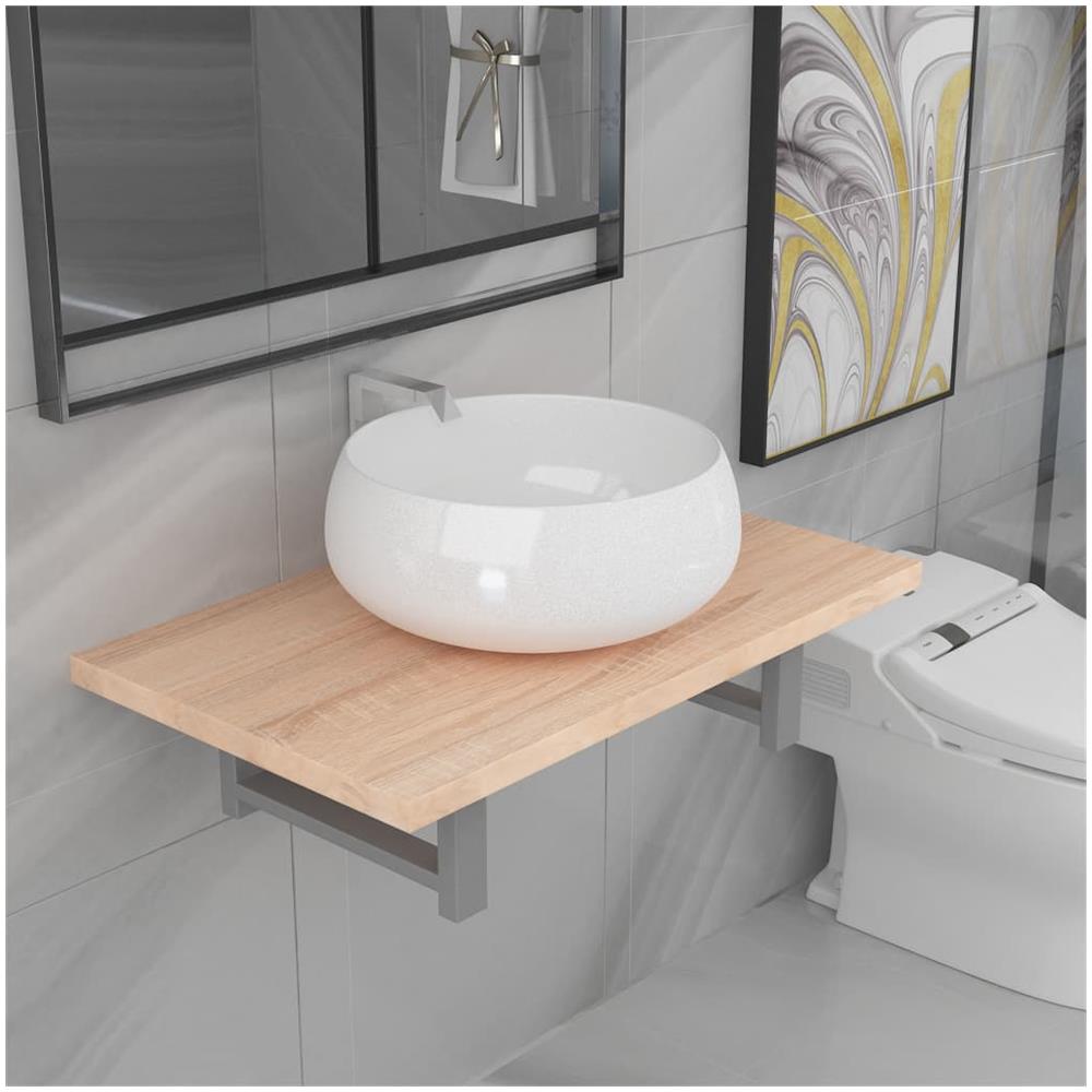 Set Mobili Da Bagno 2 Pz Ceramica Rovere - Foto 2