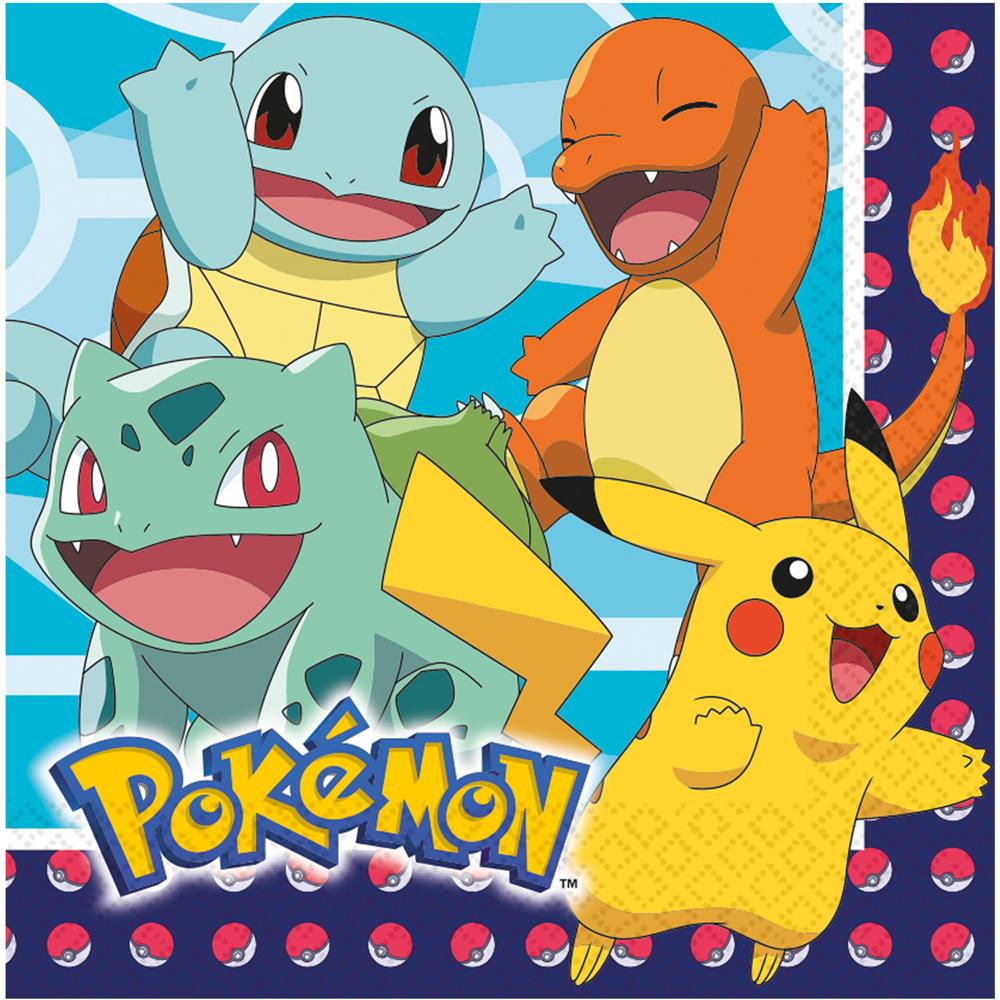 Amscan - 16 Tovaglioli Di Carta Pokemon - Foto 1