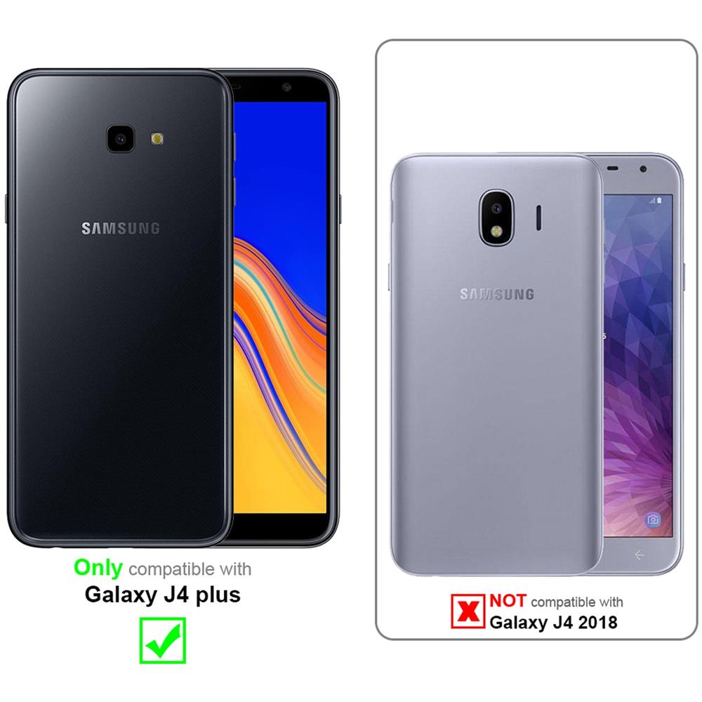 Custodia Compatibile Con Samsung Galaxy J4 Plus In Rosso Carminio - Coperchio Protettiva Con Chiusura Magnetica, Funzione Stand E Tasca Per Le Carte - Foto 2