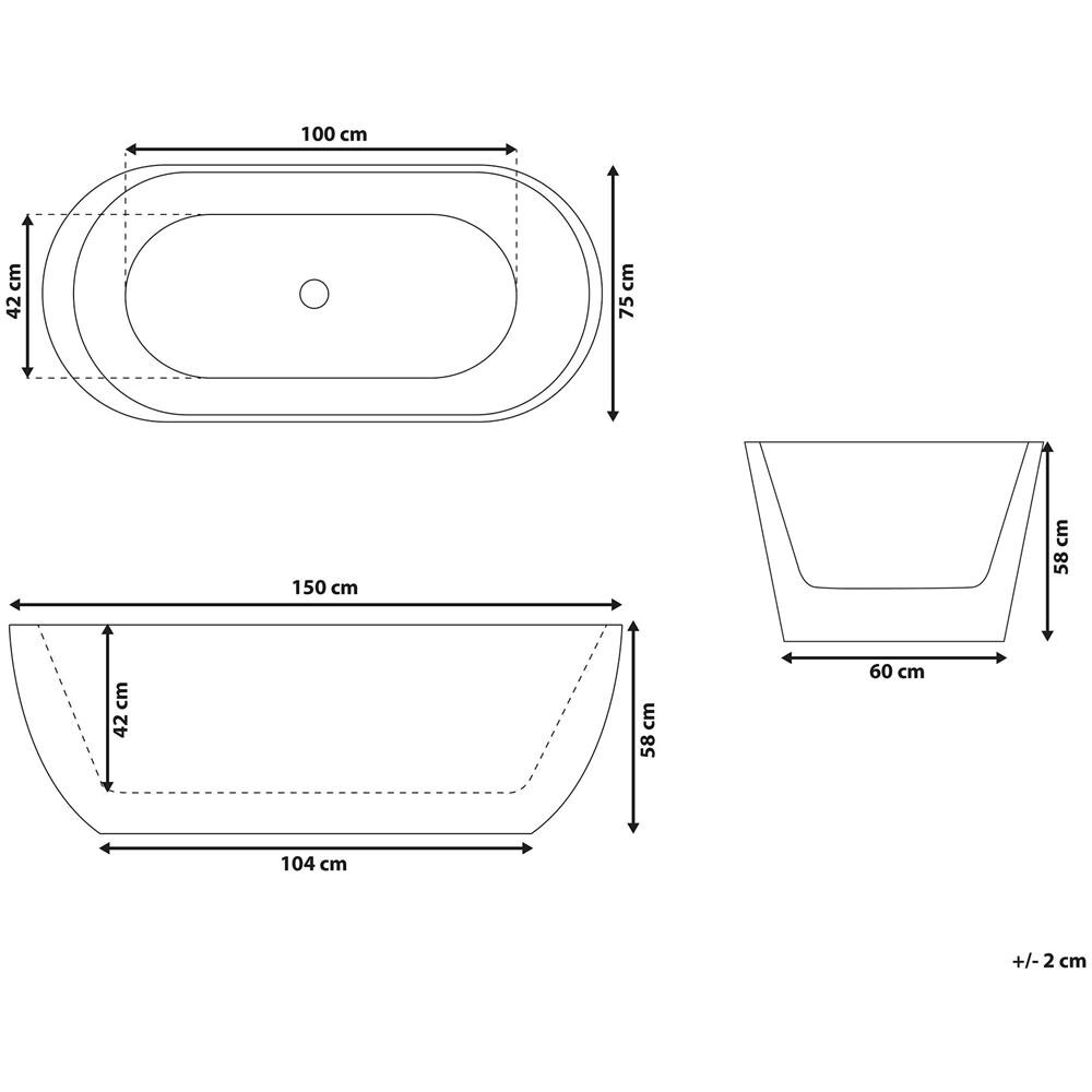 Vasca Da Bagno Freestanding 150cm Bianca Nevis - Foto 2