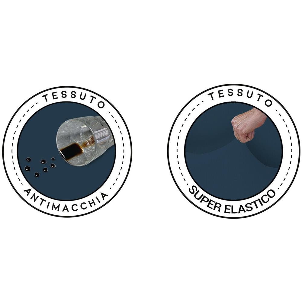 Copridivano Elasticizzato Antimacchia Con Braccioli Sagomati Made In Italy - 3 Posti Estensibile Da 150 A 200 Cm Blu - Foto 2