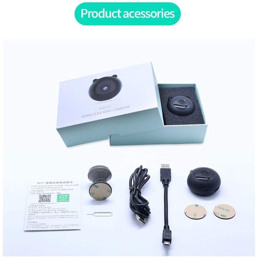 Mini Telecamera 1080p Hd Senza Fili Wifi, Monitor A Distanza Telecamera Spia Minuscolo Ip Telecamera Registratore Video Senza Fili Fotocamera Con Magnete Può Essere Incollata Ovunque - Foto 2