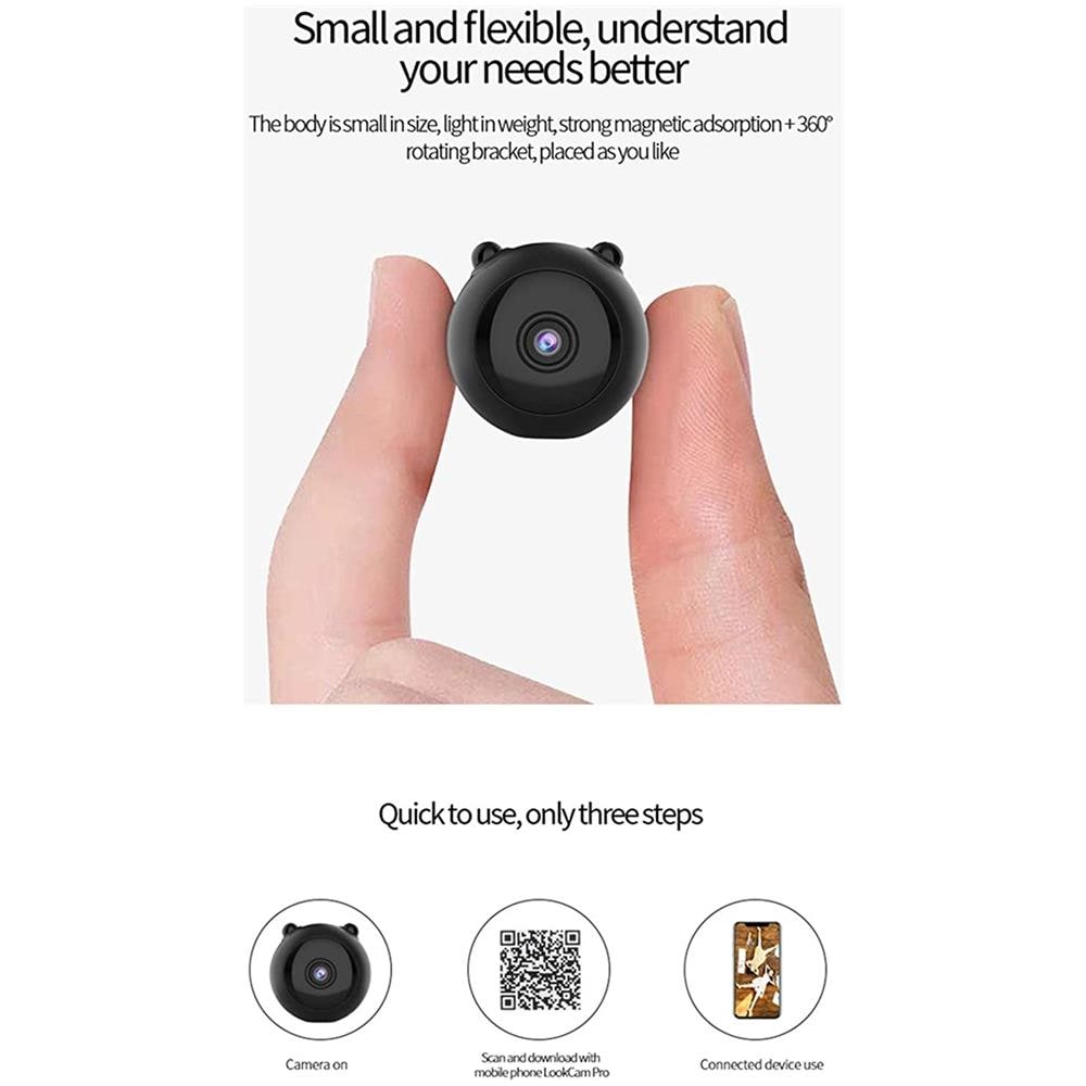 Mini Telecamera 1080p Hd Senza Fili Wifi, Monitor A Distanza Telecamera Spia Minuscolo Ip Telecamera Registratore Video Senza Fili Fotocamera Con Magnete Può Essere Incollata Ovunque - Foto 5